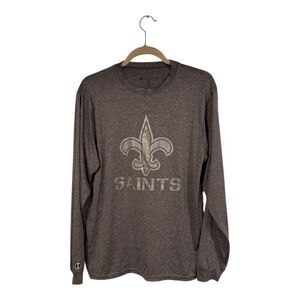 New Orleans Saints Long Sleeve T-Shirt Adult L Heather Gray Logo Spirit Wear